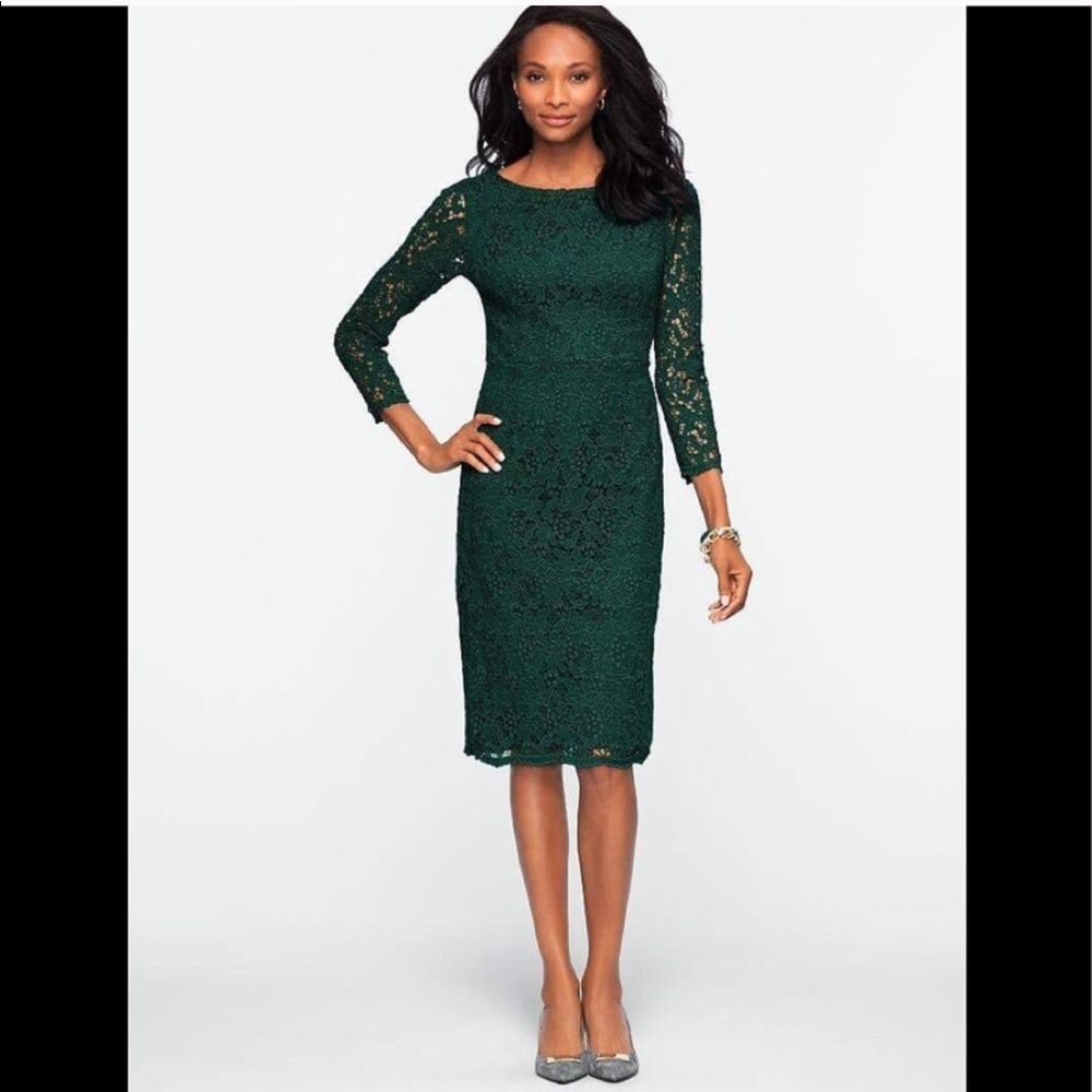 Talbots green autumn lace dress